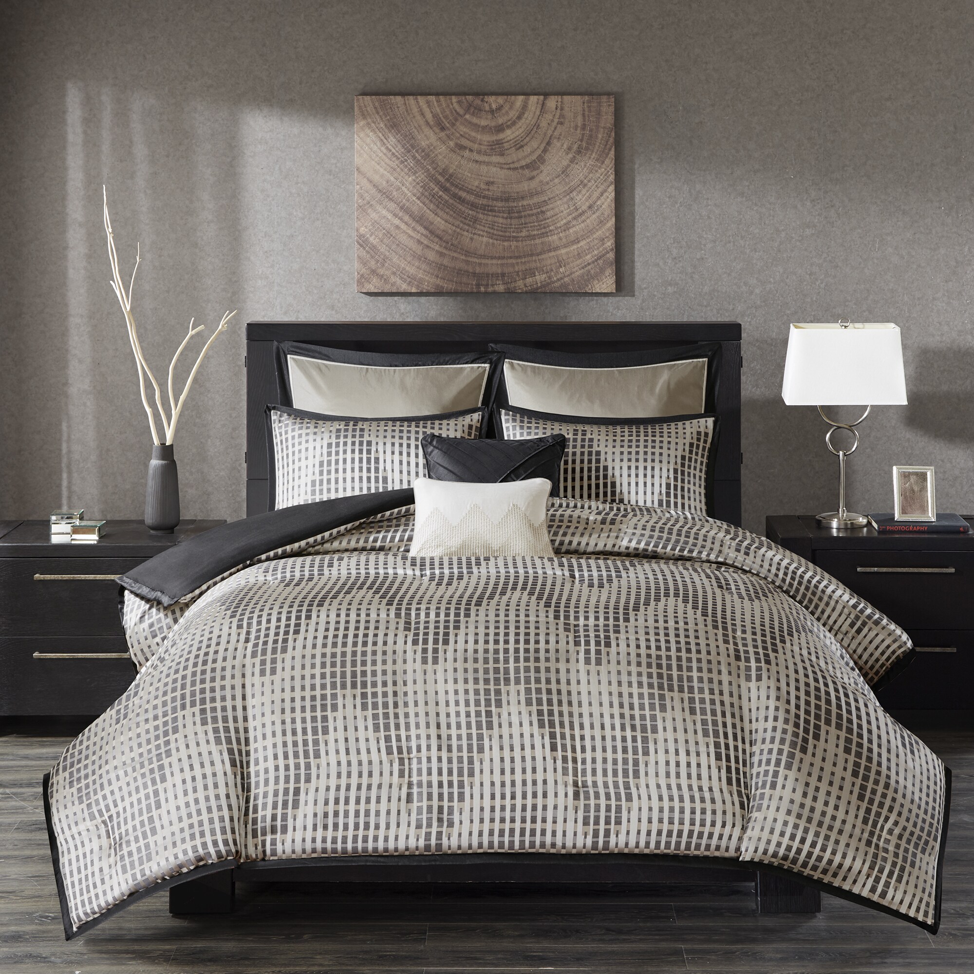 Shop Madison Park Hailey Black 7 Piece Jacquard Duvet Cover Set