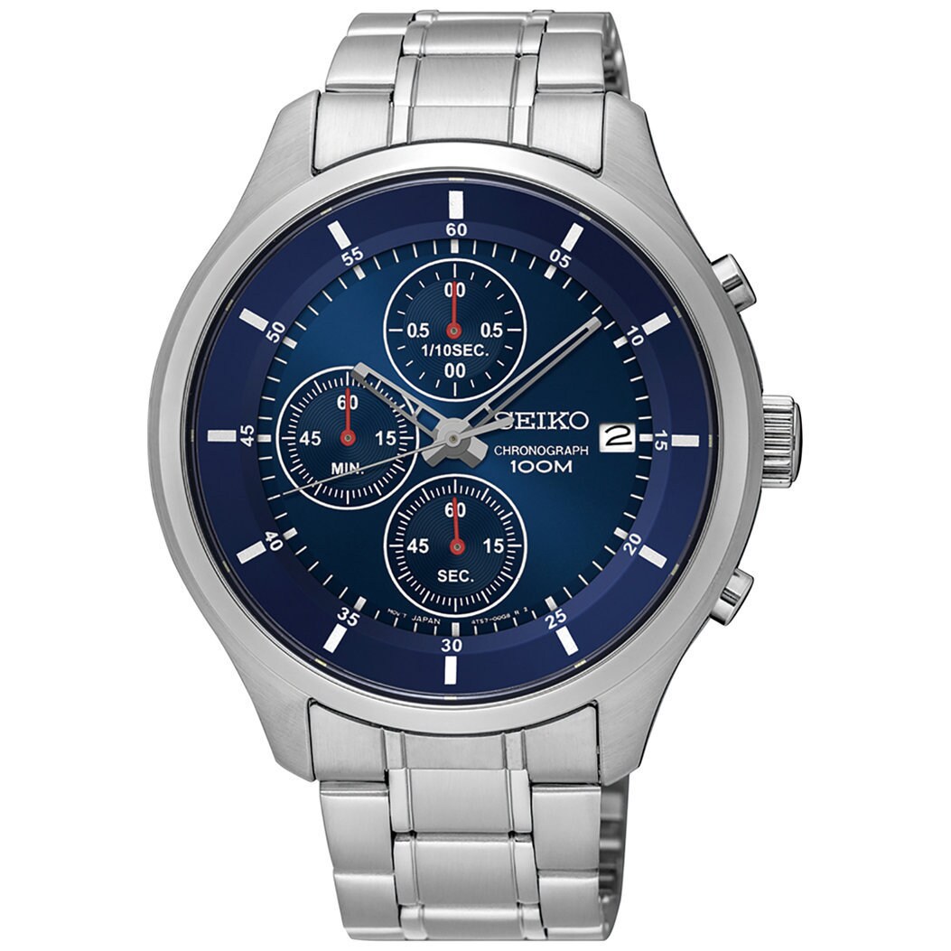 seiko chronograph 100m blue dial