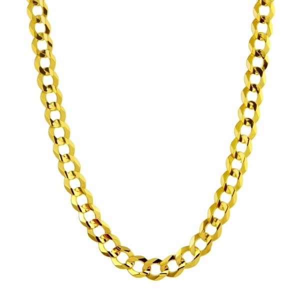 Men's 14k Yellow Gold 4.6mm Flat Cuban Chain Necklace