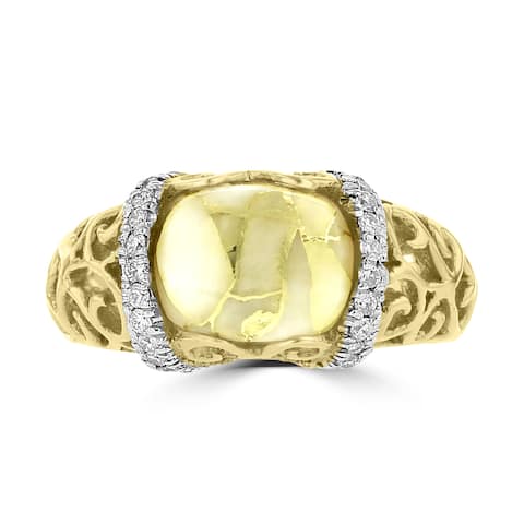 La Vita Vital 14k Yellow Gold, Gold Quartz and 1/4ct TDW White Diamond Ring