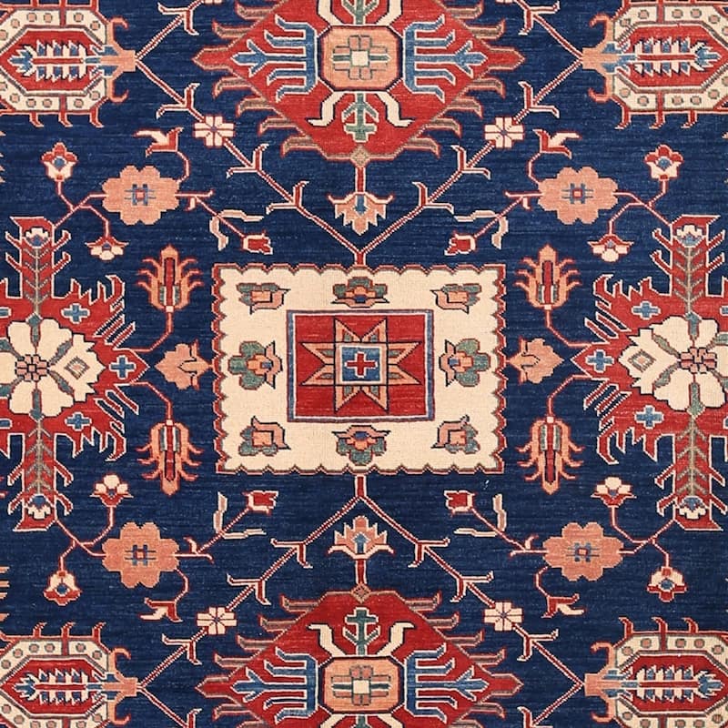 Handmade Vegetable Dye Kazak Wool Rug (Afghanistan) - 9'3 x 11'7