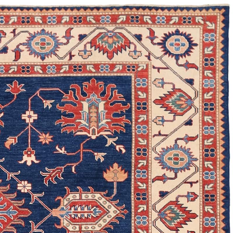 Handmade Vegetable Dye Kazak Wool Rug (Afghanistan) - 9'3 x 11'7
