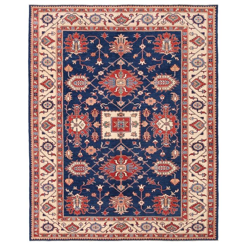 Handmade Vegetable Dye Kazak Wool Rug (Afghanistan) - 9'3 x 11'7