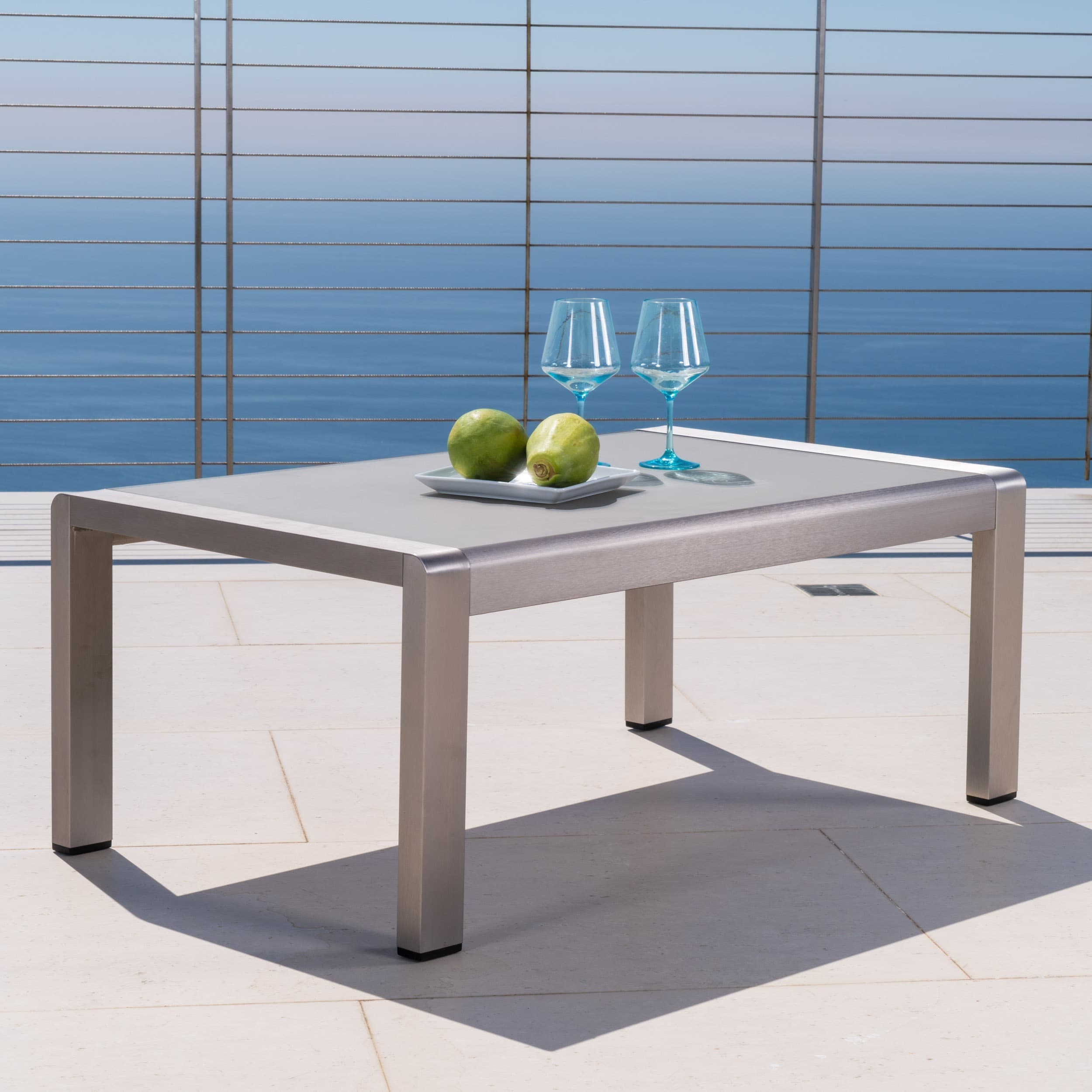 Cape Coral Outdoor Aluminum Coffee Table By Christopher Knight Home On Sale Overstock 14675096