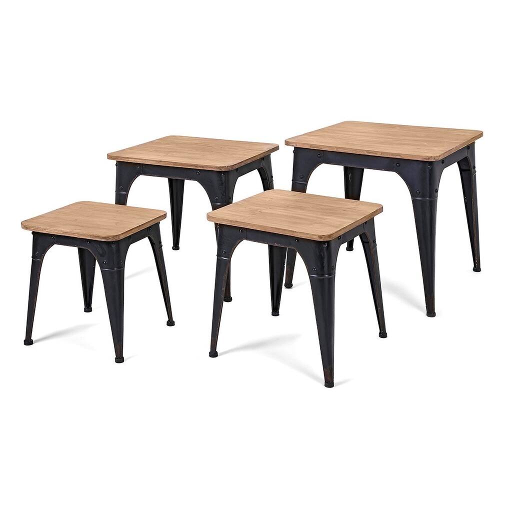 Harlow Wood and Metal Nesting Display Tables - Set of 4