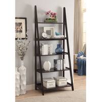 Espresso-colored Wood 28x72 Ladder-style Bookcase