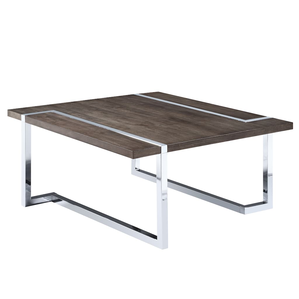 Kieran Contemporary Charcoal and Chrome Square Coffee Table