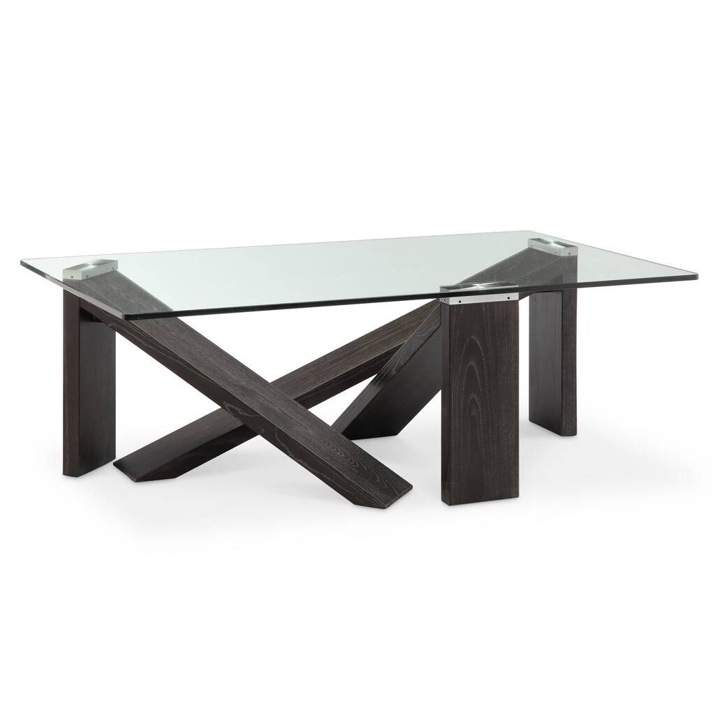 Terra Alta Contemporary Glass Top Espresso Coffee Table