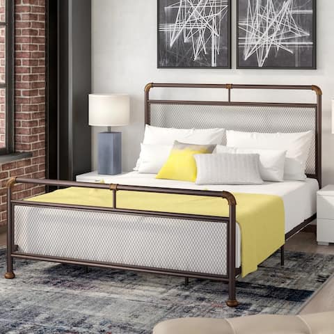 Cross Back Rustic Beds Online At Our Best Bedroom Corvus Lorraine Vintage Style Antique Bronze Metal Bed With Mesh Accents