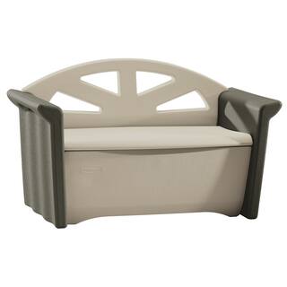 Rubbermaid Outdoor Benches Online At Our Best Rubbermaid Fg376401olvss Patio Olive Sandstone Storage Bench 3 Feet High X 4