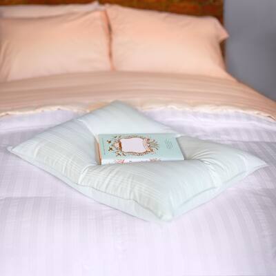 Extra-soft Blue Damask Cotton/White Down Stomach Sleeper Pillow