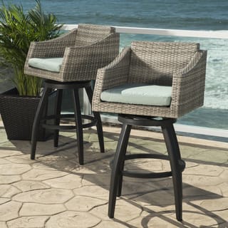 Outdoor Barstools For Less Cannes Set Of 2 Swivel Barstools In Bliss Blue