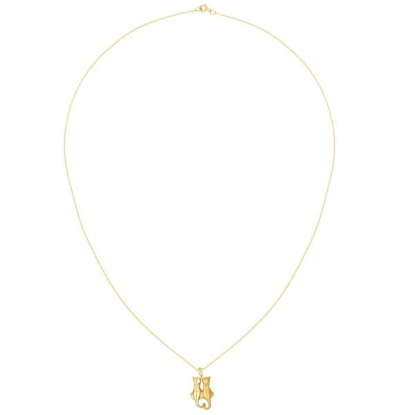 Solid 14k Yellow Gold Satin /& Polished Cats Pendant 24mm x 12mm