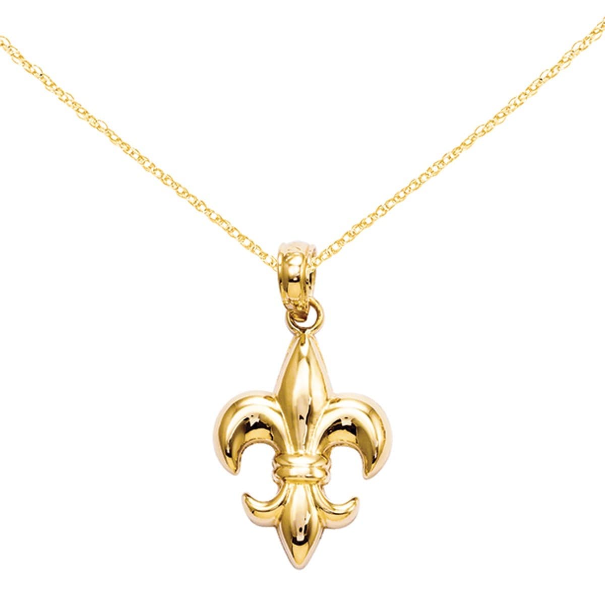 14K Yellow Gold Small Fleur De Lis in Oval Charm Pendant MSRP $145