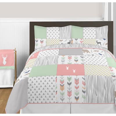 Sweet Jojo Designs Coral and Mint Woodsy Collection 3-piece Full/Queen Comforter Set