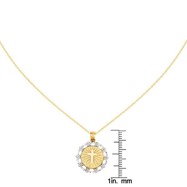 14k Yellow Gold Rhodium-plated Baptism Pendant 18mmx16mm
