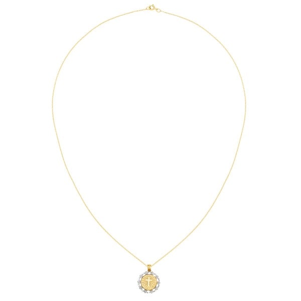 14k Yellow Gold Rhodium-plated Baptism Pendant 18mmx16mm