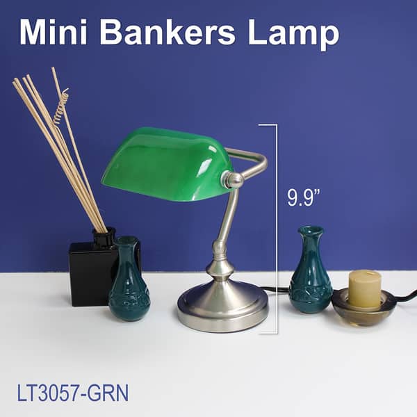 Bankers Lamp Blue Glass Shade