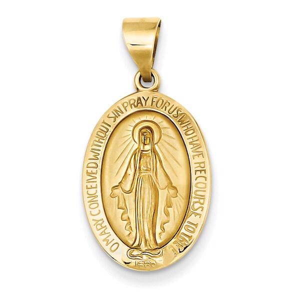 Shop 14k Yellow Gold Satin Miraculous Medal Pendant with 18-inch chain. - Free Shipping Today ...