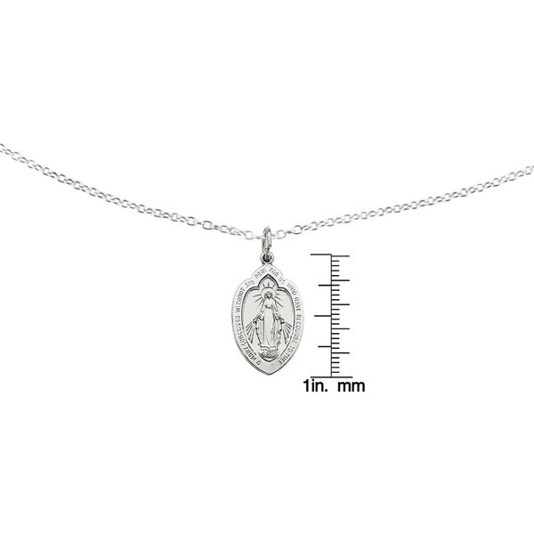 Sterling Silver Miraculous Medal on a Sterling Silver Cable Snake or Ball Chain Necklace