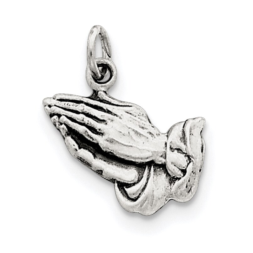 .925 Sterling Silver Praying Hands Charm Pendant