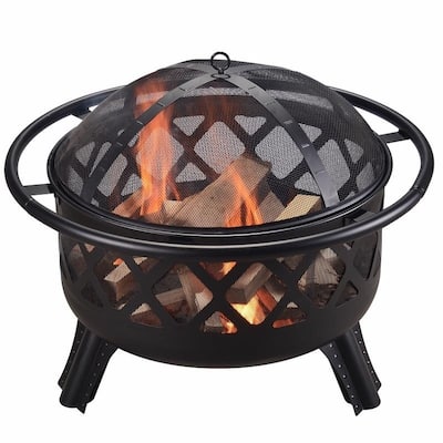 Teamson Home - Outdoor 30 Inch Round Steel Wood Burning Fire Pit