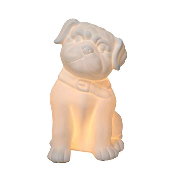 slide 2 of 5, Simple Designs Porcelain Puppy Dog Shaped Table Lamp, White - 6.43"L x 7.21"W x 10.3"H