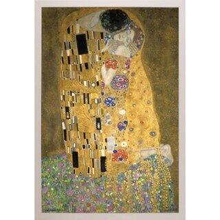 Gustav Klimt 'The Kiss' 24-inch x 36-inch Poster With White Simply Poly ...