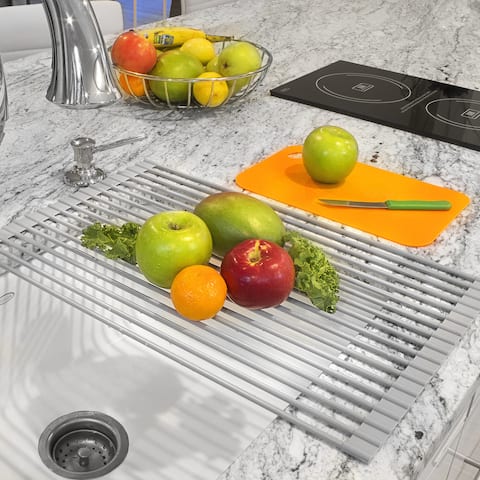 Warm Grey Roll-up Dish Drying Rack