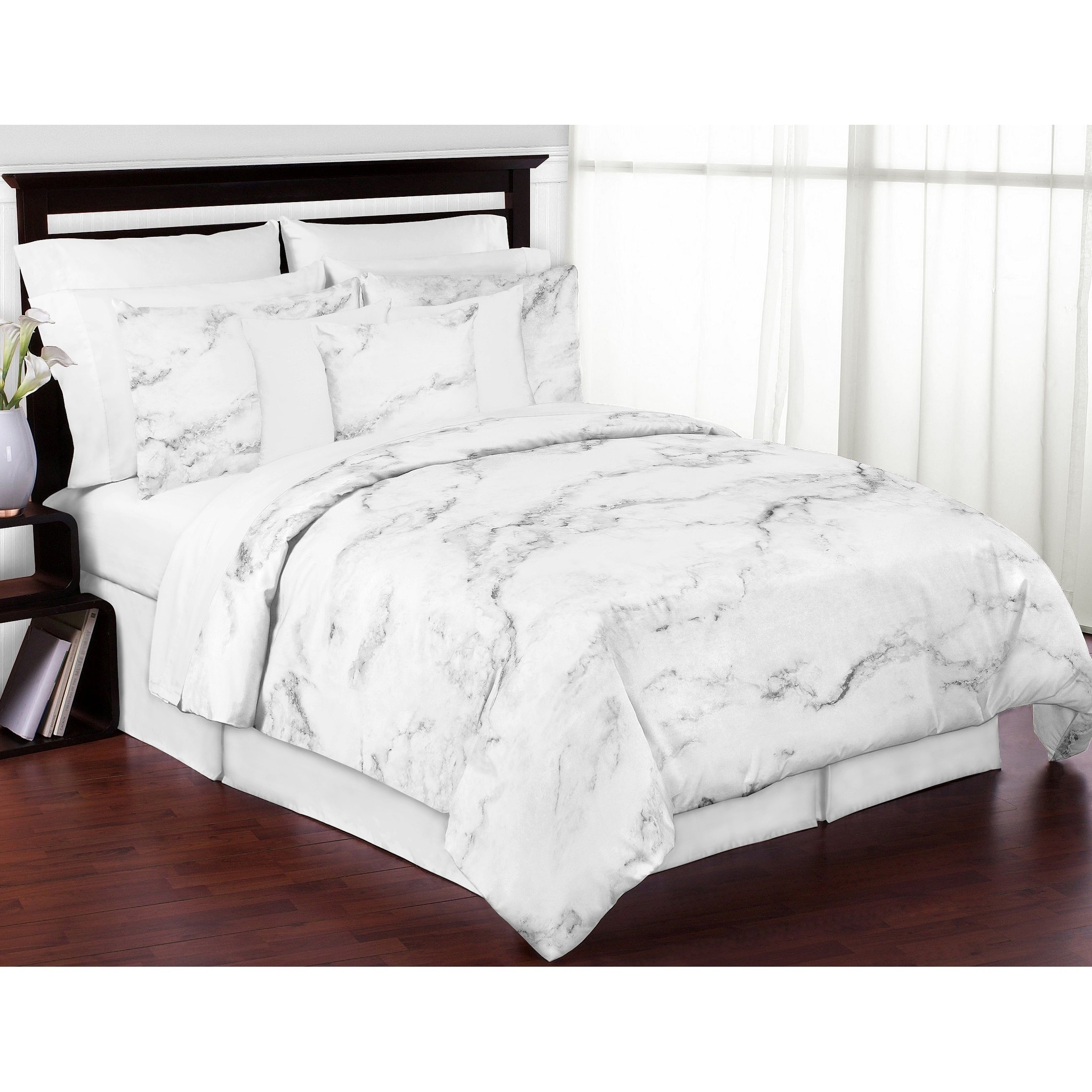 Sweet Jojo Designs Black And White Marble Collection 3 Piece Comforter Set Overstock 14680354