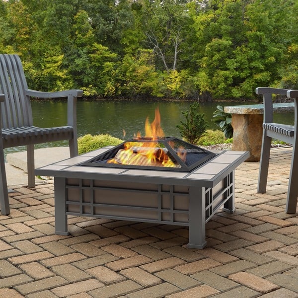 Shop Morrison Cream Tile Outdoor Wood Burning Fire Pit By Real