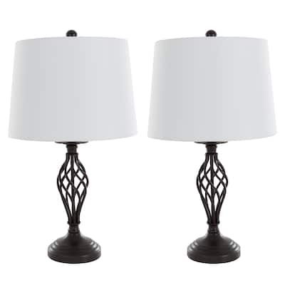 Table Lamps Set of 2, Spiral Cage Design (2 LED Bulbs included) by Windsor Home