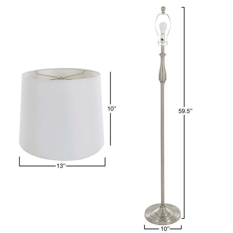 Table Lamps and Floor Lamp Set of 3, Traditional Brushed Steel (3 LED Bulbs included) by Windsor Home - N/A