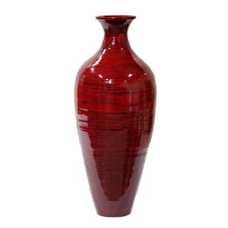 Floor Vases Online At Our Best Decorative Oiled Red Hand Spun Bamboo Tall Long Neck Bottle Vase