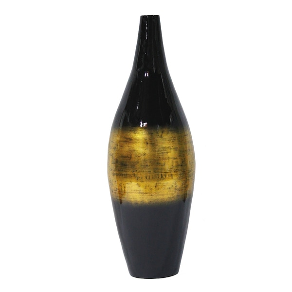 Heather Ann Creations Handspun Black/ GoldBamboo Vase