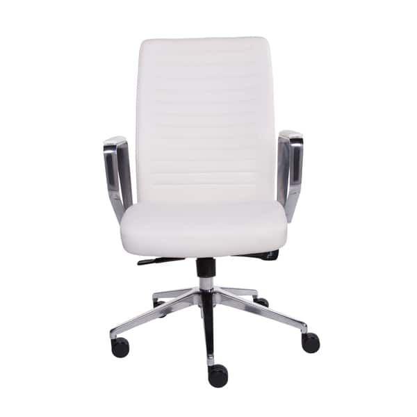 White Leatherette low-Back Office Chair by Euro Style 