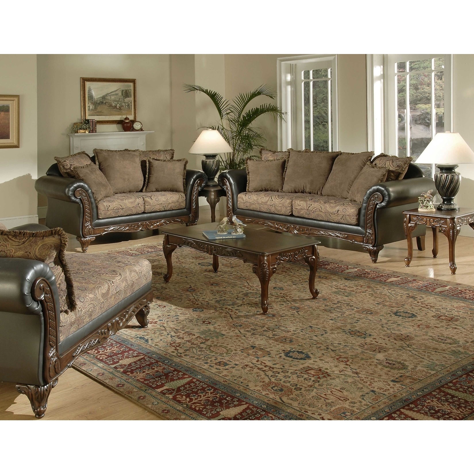San Marino 2 Tone Chocolate Brown Fabric Sofa Loveseat San Marino 2 Tone Chocolate Brown Fabric Sofa Loveseat