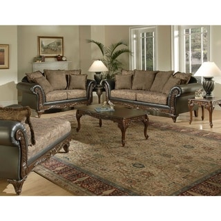San Marino Chocolate Brown Fabric Sofa Loveseat