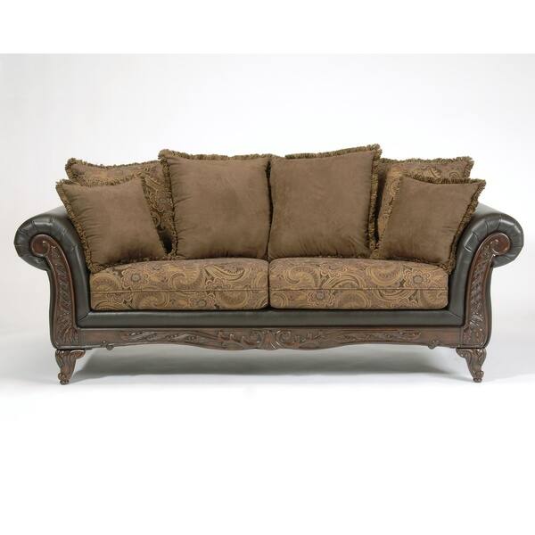 Shop San Marino 2 Tone Chocolate Brown Fabric Sofa Loveseat
