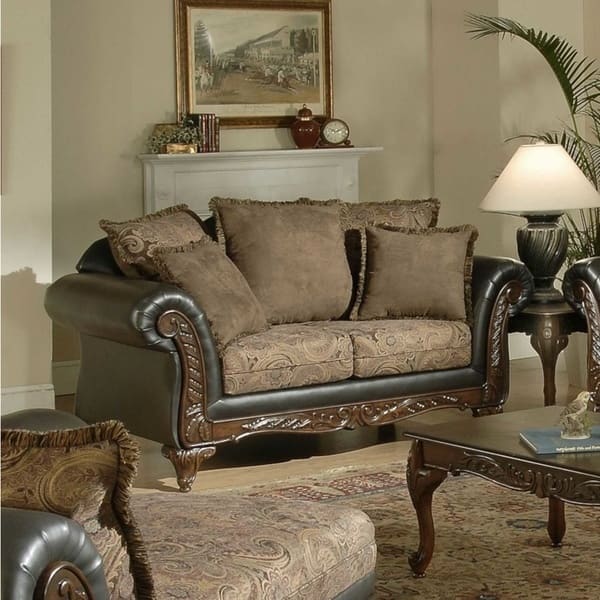 Shop San Marino 2 Tone Chocolate Brown Fabric Sofa Loveseat