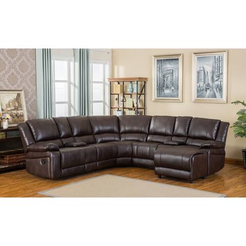 Reclining U Shape Sectional Sofas Online At Our Juno Brown Air Leather Sectional Reclining Sofa With Console