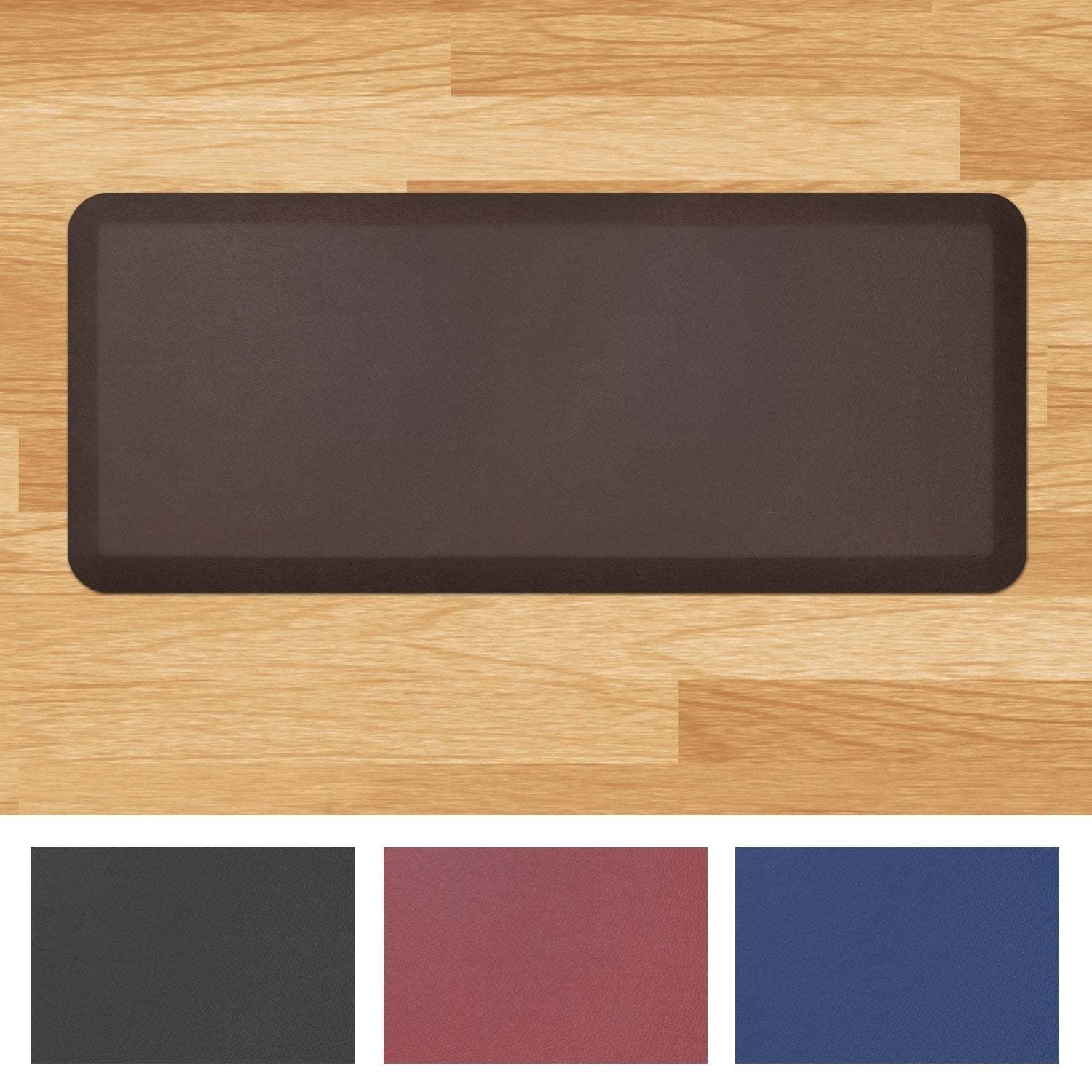 Designer Comfort Leathergrain Anti-Fatigue Kitchen Mat - 1'8" x 4'