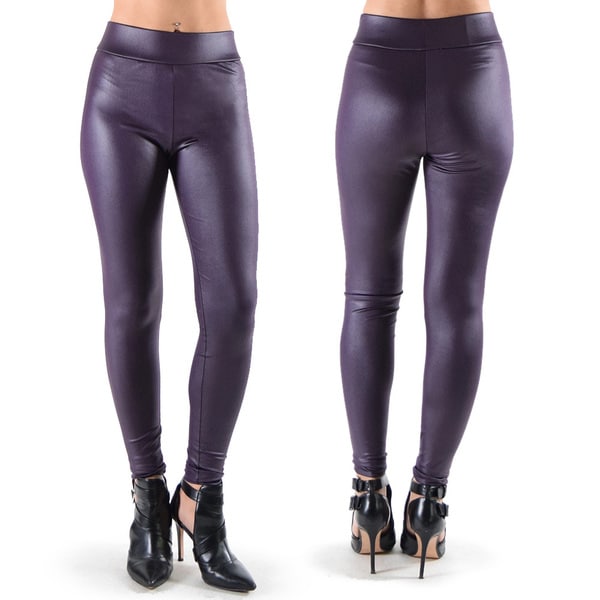 purple leather leggings