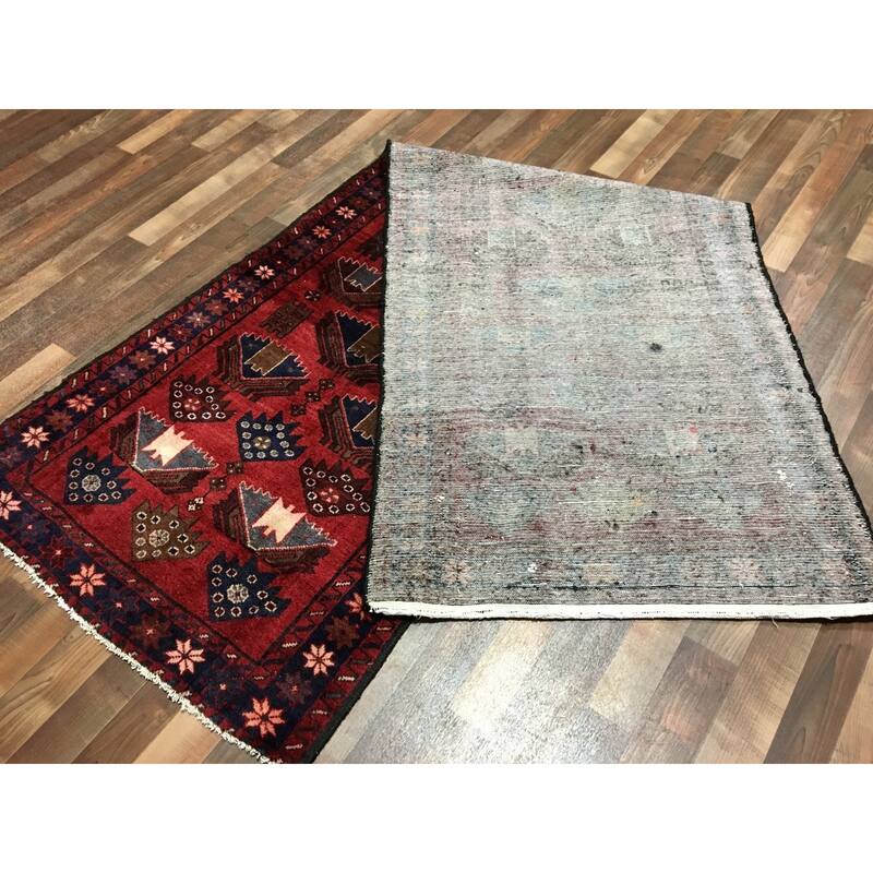 FineRugCollection Handmade Semi-Antique Persian Hamadan Red Oriental Runner (3'1 x 9'8)