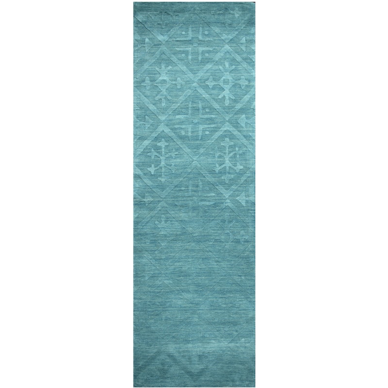 Rizzy Home Technique Collection Aqua Diamond Rug