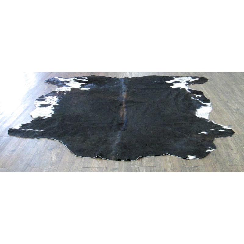 Ultra-soft Black and Off-white Real Cow Hide Rug - 6' x 8'
