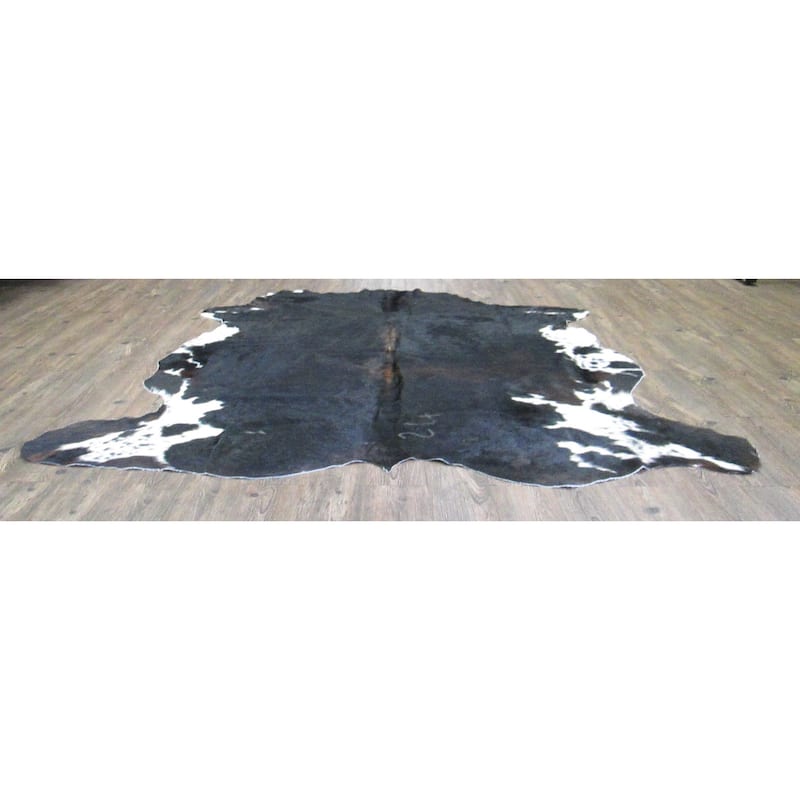 Ultra-soft Black and Off-white Real Cow Hide Rug - 6' x 8'
