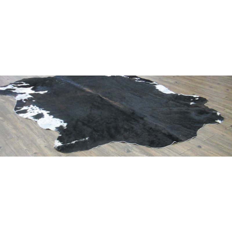 Ultra-soft Black and Off-white Real Cow Hide Rug - 6' x 8'