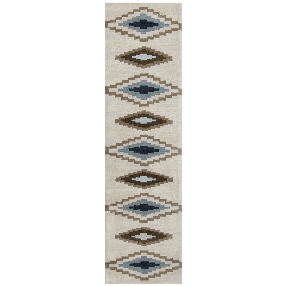 Alora Decor Pueblo Tan, Brown, and Blue Hand-tufted Wool Rug