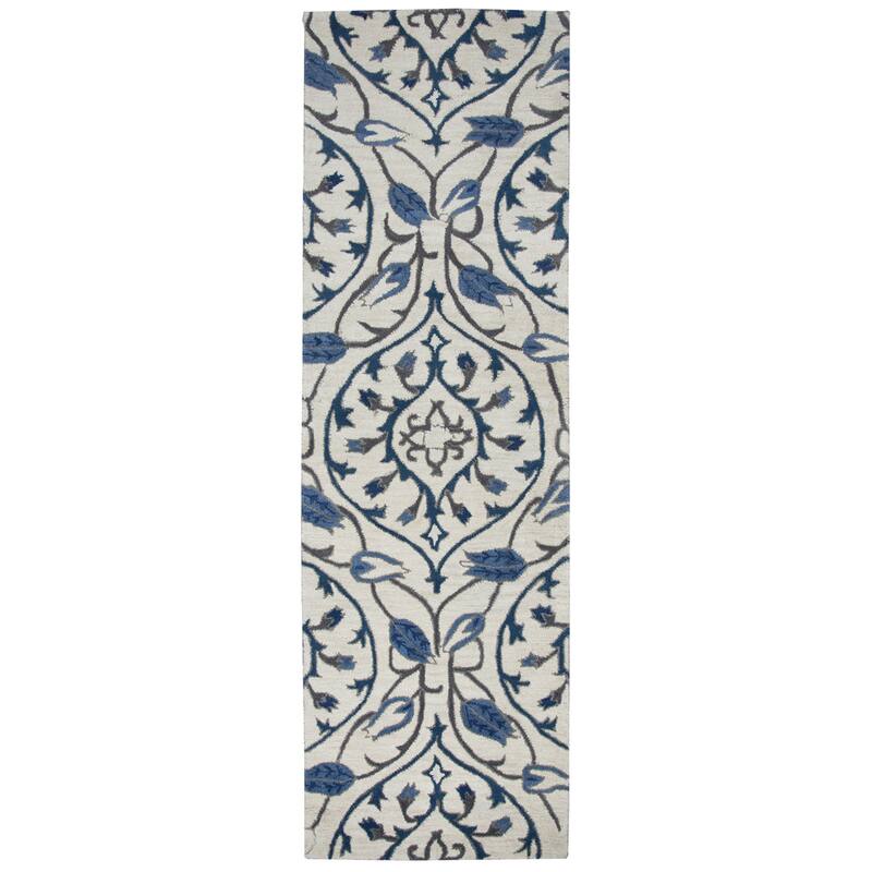 Alora Decor Liberty Cream and Blue Hand-tufted Wool Rug
